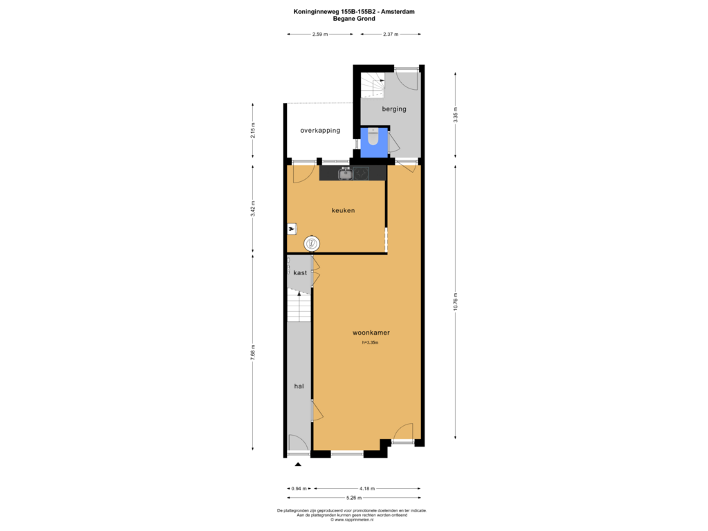 Bekijk plattegrond van Begane Grond van Koninginneweg 155-BH