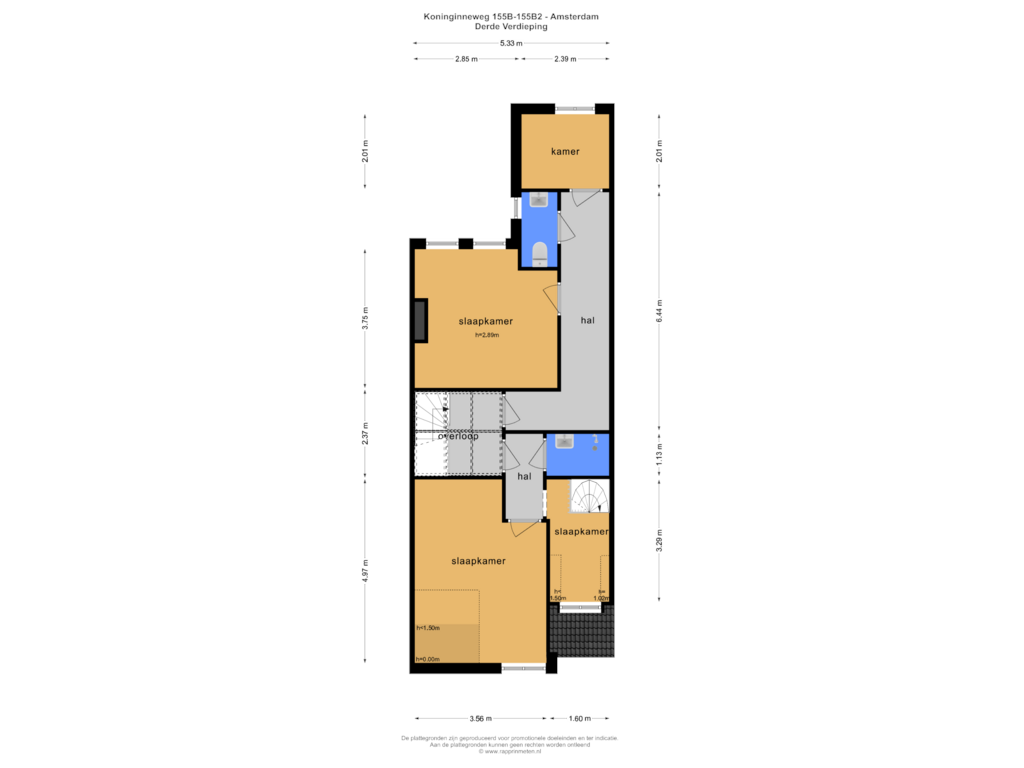 Bekijk plattegrond van Derde Verdieping van Koninginneweg 155-BH