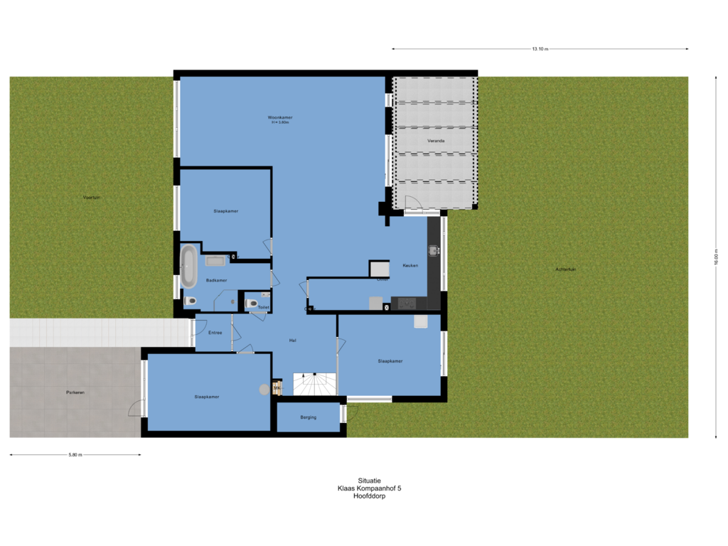 View floorplan of Situatie of Klaas Kompaanhof 5