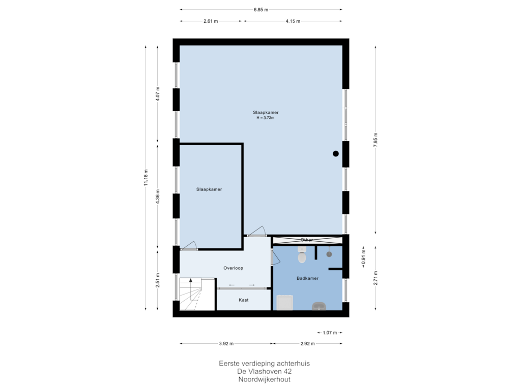 Bekijk plattegrond van Eerste verdieping achterhuis van De Vlashoven 42