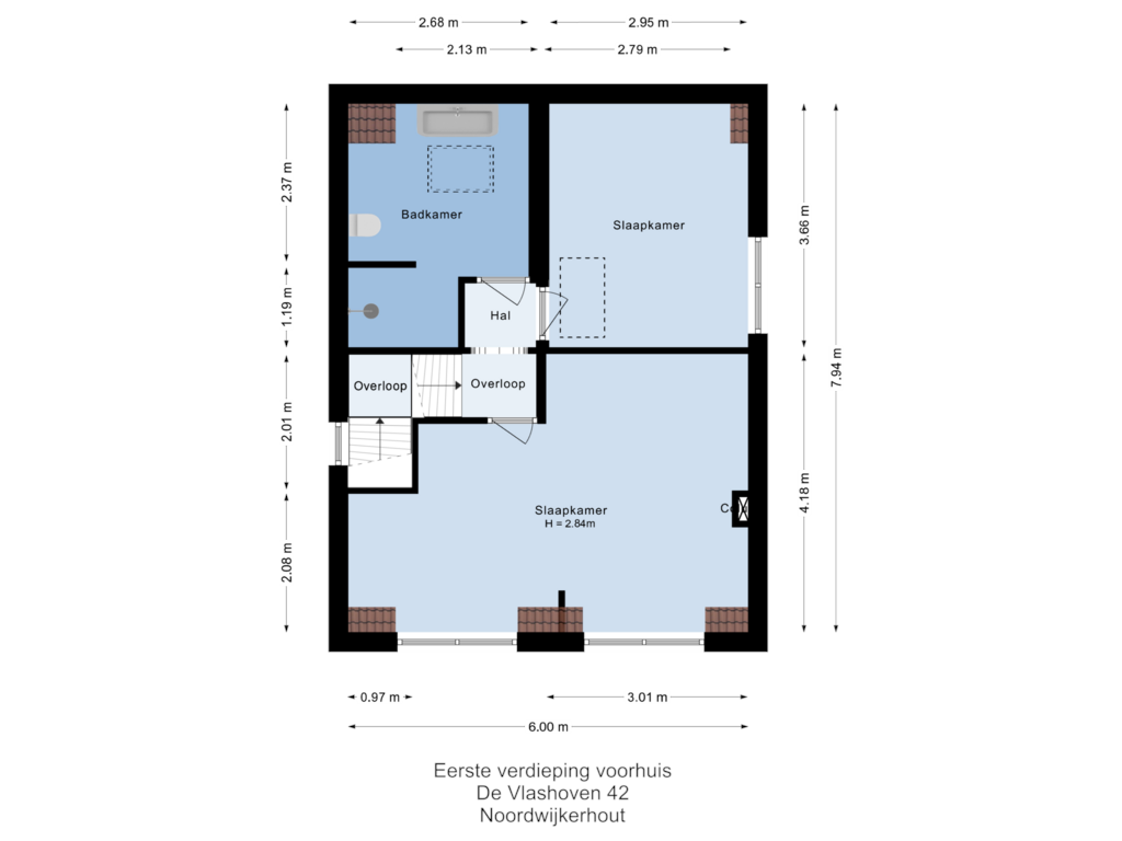 Bekijk plattegrond van Eerste verdieping voorhuis van De Vlashoven 42