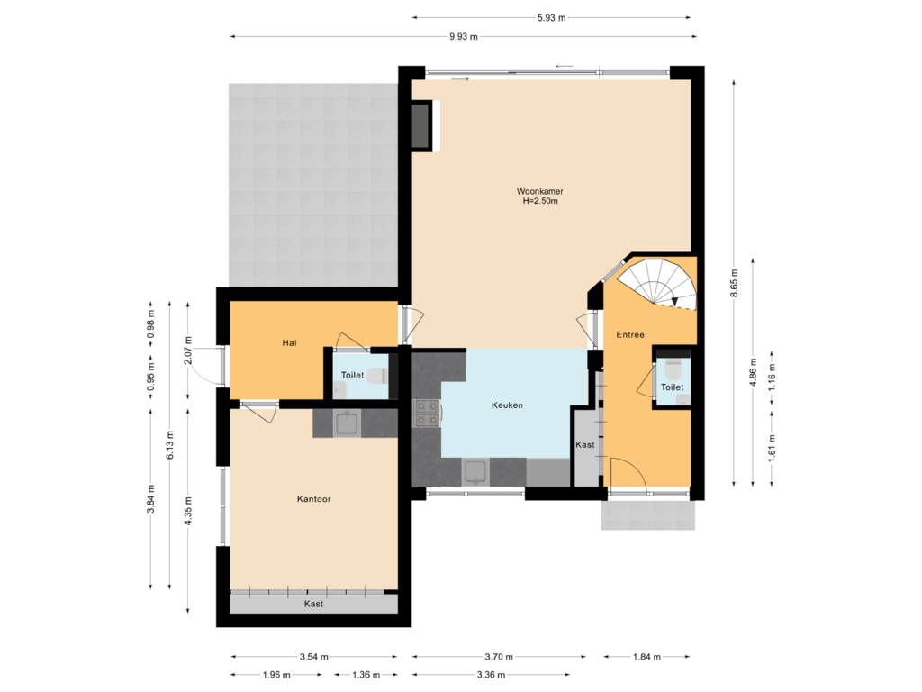 Bekijk plattegrond van Begane grond van Dodonaeuslaan 302