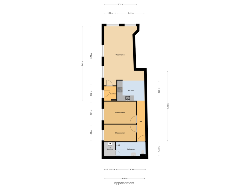 Bekijk plattegrond van Appartement van Hoge Markt 8-A