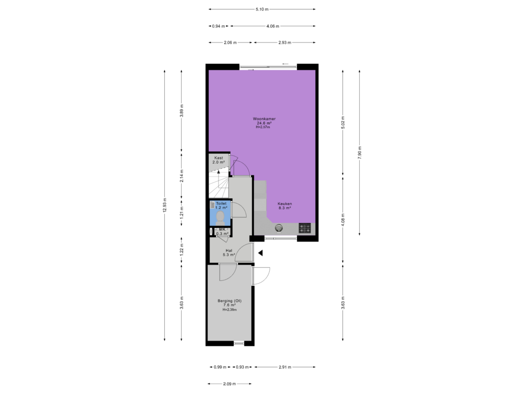 View floorplan of Begane grond of De Nijverheid 166