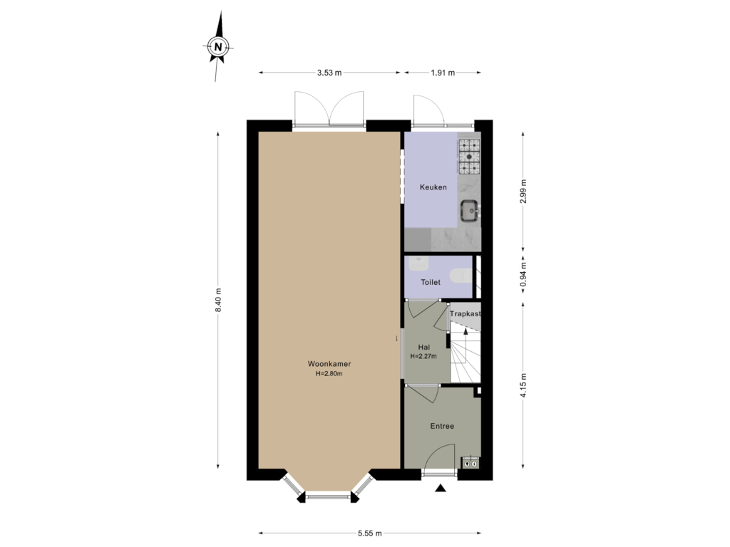 Bekijk plattegrond van Begane Grond van Van Keulenstraat 57