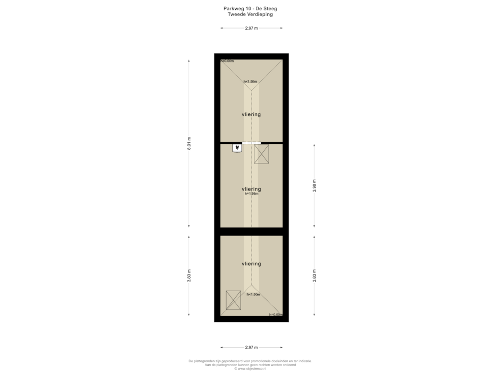 Bekijk plattegrond van TWEEDE VERDIEPING van Parkweg 10