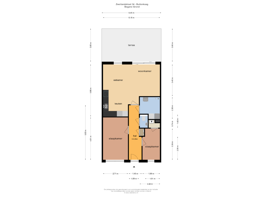 Bekijk plattegrond van BEGANE GROND van Zweilandstraat 34