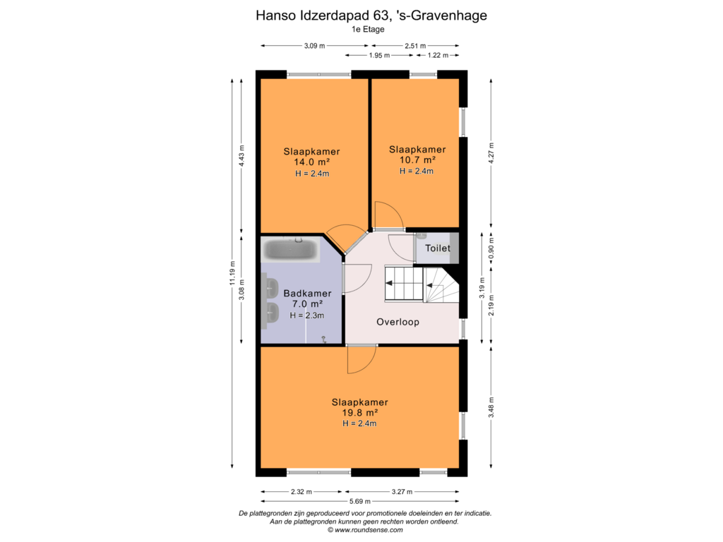 Bekijk plattegrond van 1e Etage van Hanso Idzerdapad 63