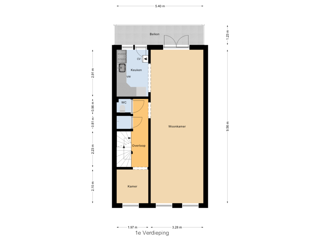 Bekijk plattegrond van 1e Verdieping van Sumatrastraat 48