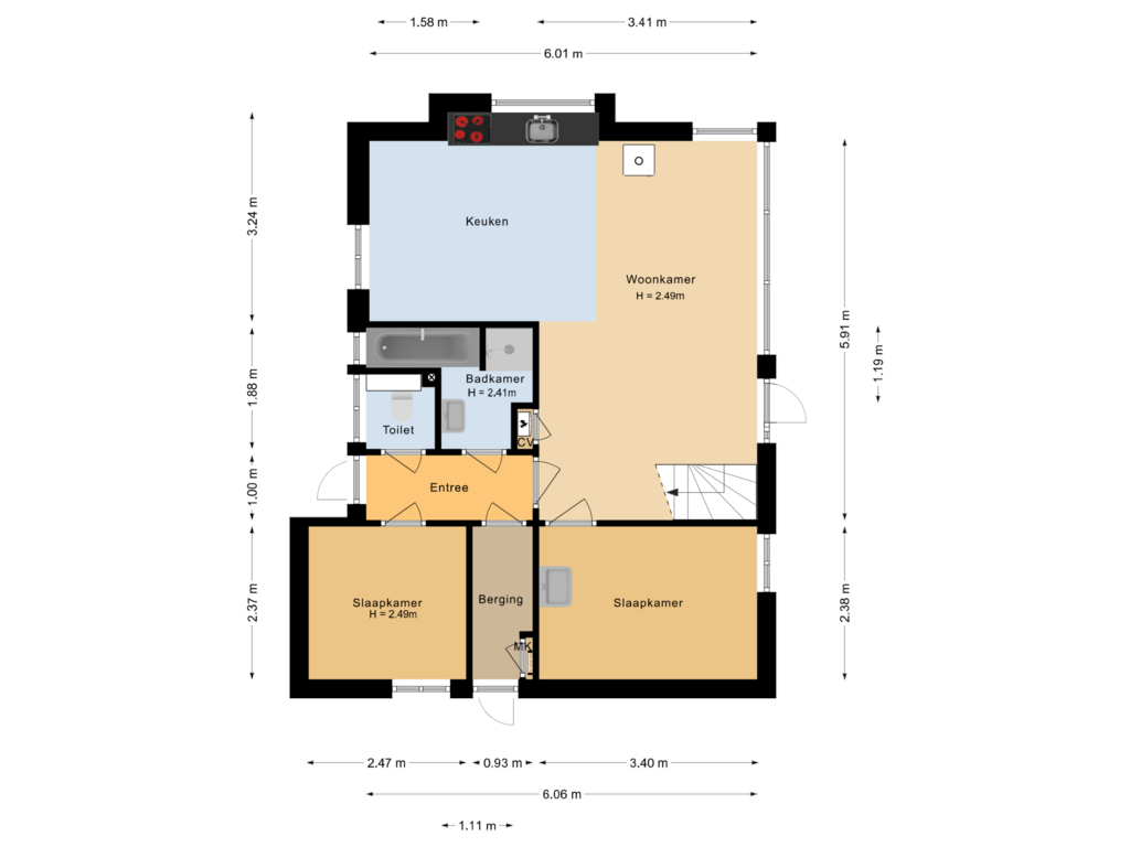 Bekijk plattegrond van Begane grond van Grevenhout 21-025