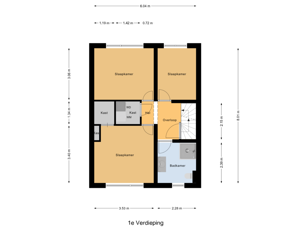 Bekijk plattegrond van 1e Verdieping van Smutslaan 46