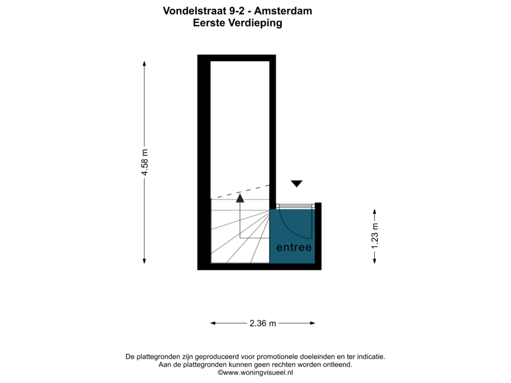 Bekijk plattegrond van EERSTE VERDIEPING van Vondelstraat 9-2