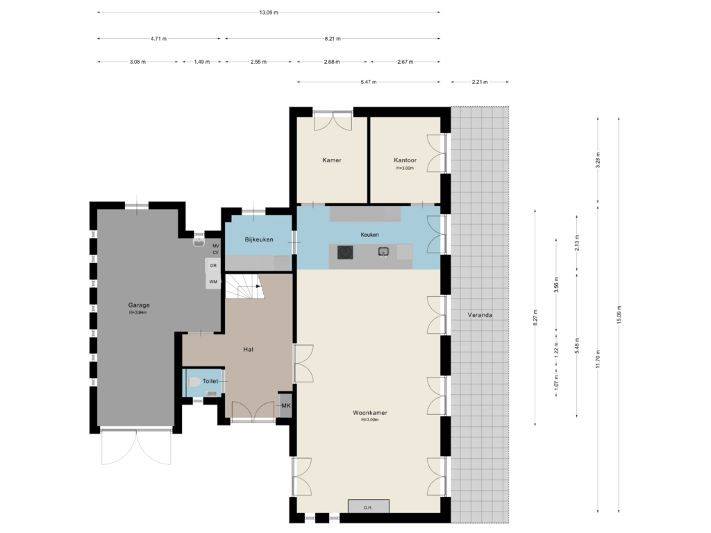 View floorplan of Begane grond of Oostersingel 5