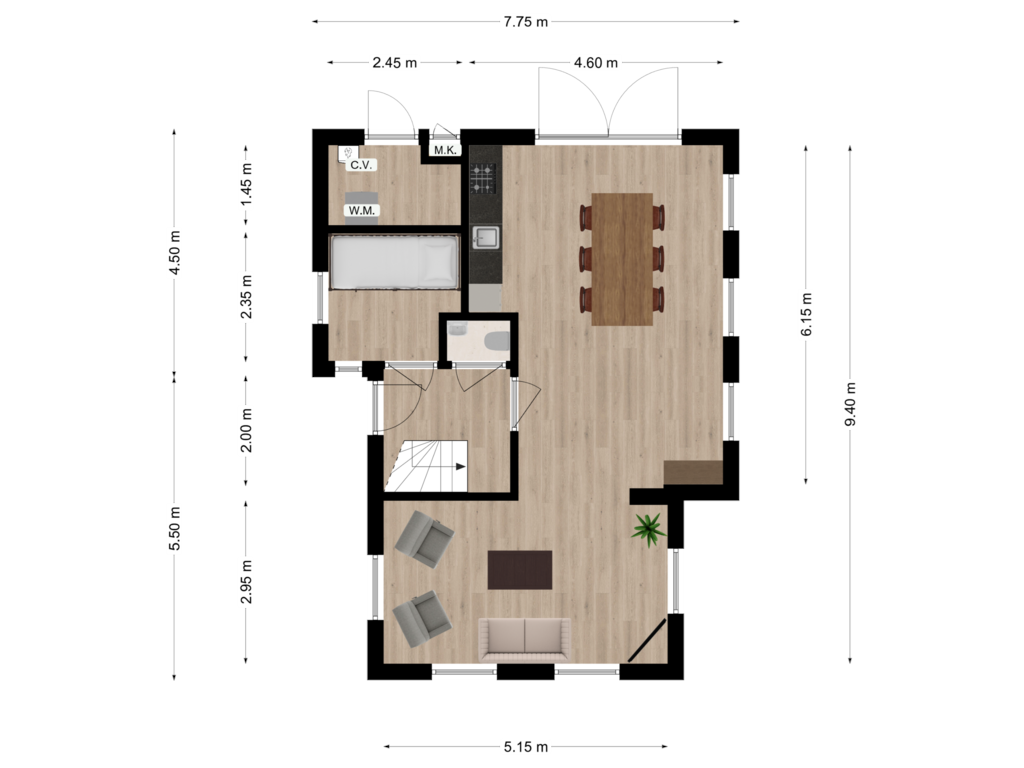 View floorplan of Begane grond of Bosrandweg 369B - 511