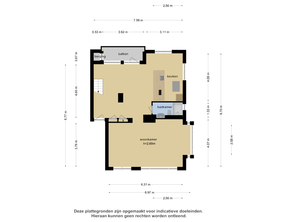 View floorplan of Begane grond of Van Stolkweg 25-B