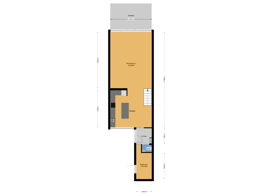 View floorplan of Begane grond of Heulakker 13