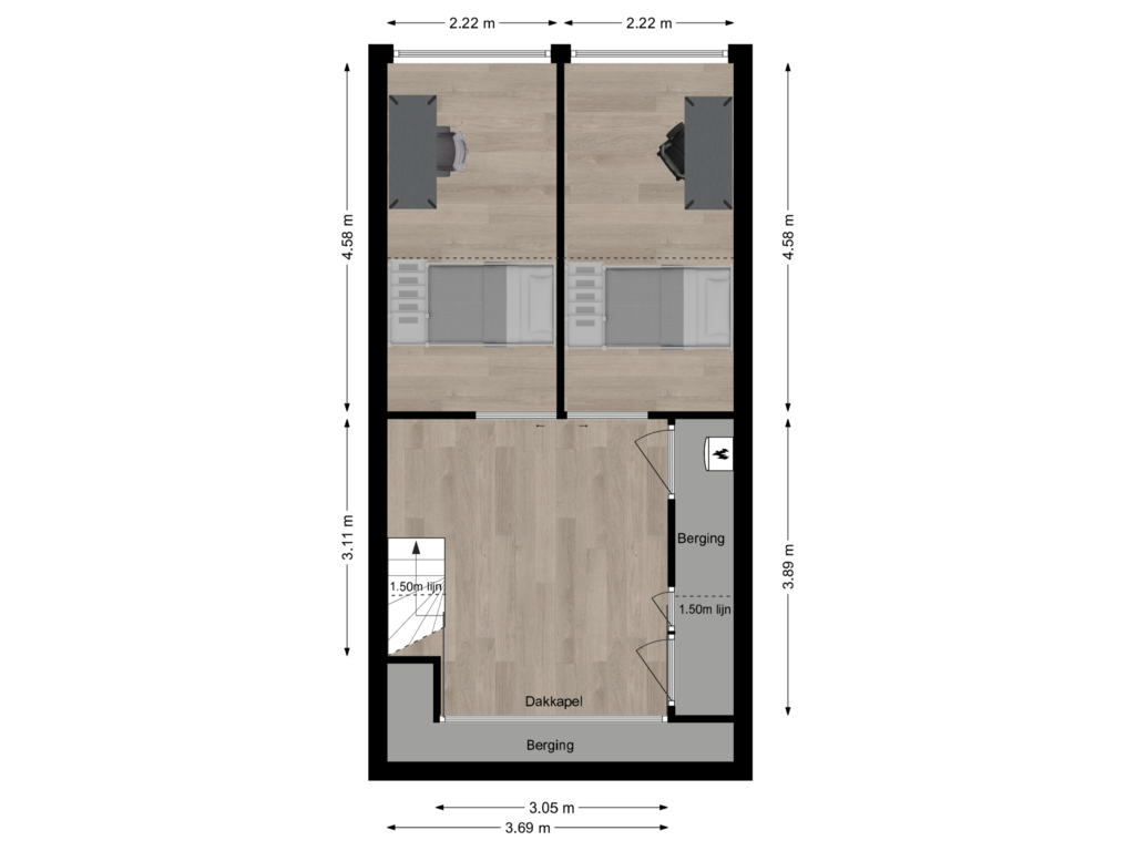 Bekijk plattegrond van Tweede verdieping van Pauwtjesmolen 33