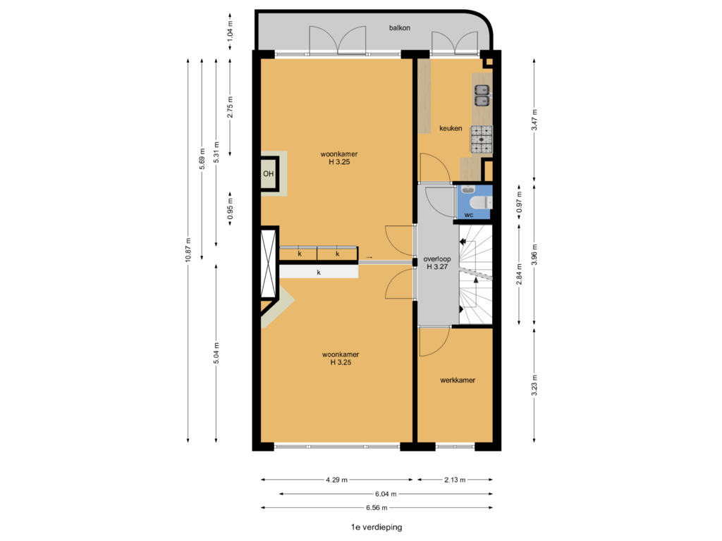 Bekijk plattegrond van 1e verdieping van Willemstraat 65