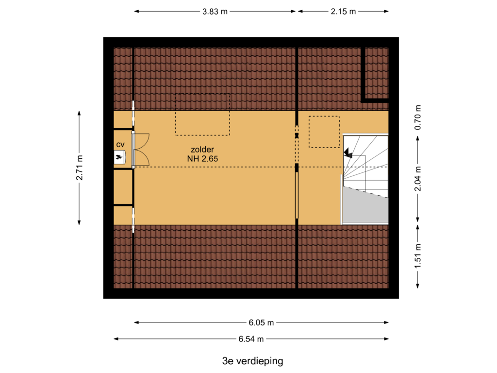 Bekijk plattegrond van 3e verdieping van Willemstraat 65