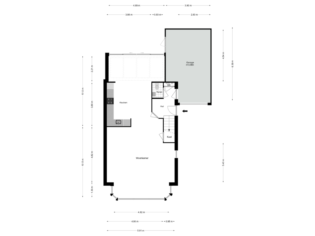 Bekijk plattegrond van Begane Grond van Barnsteen 52