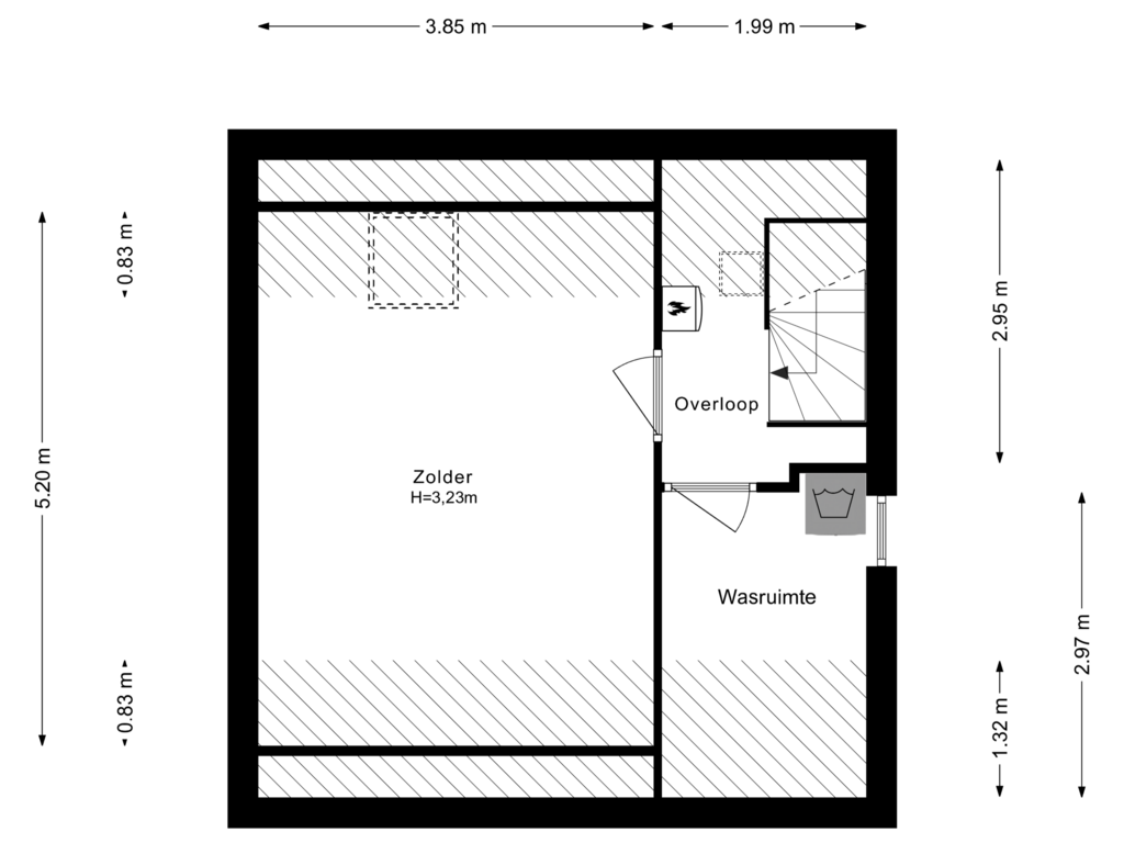 Bekijk plattegrond van 2e Verdieping van Barnsteen 52