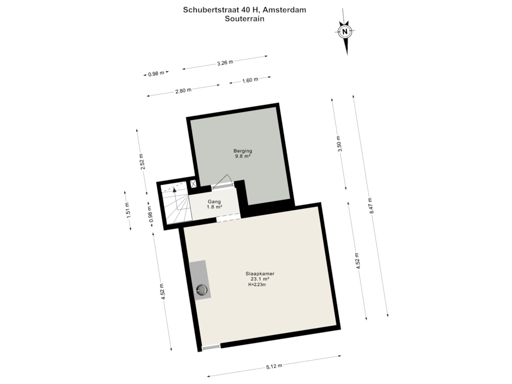 Bekijk plattegrond van Souterrain van Schubertstraat 40-H