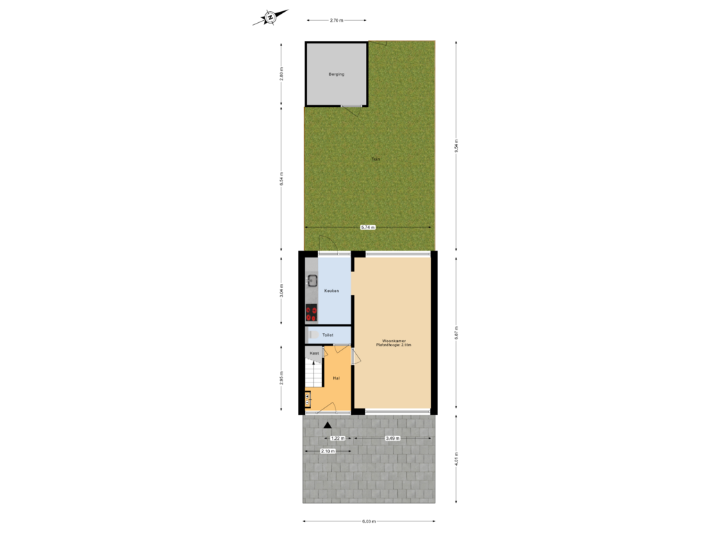 Bekijk plattegrond van Begane grond tuin van Pieter de Hooghstraat 10