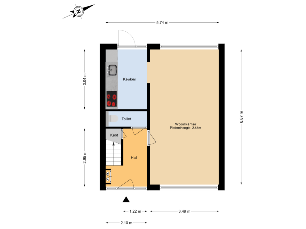 Bekijk plattegrond van Begane grond van Pieter de Hooghstraat 10