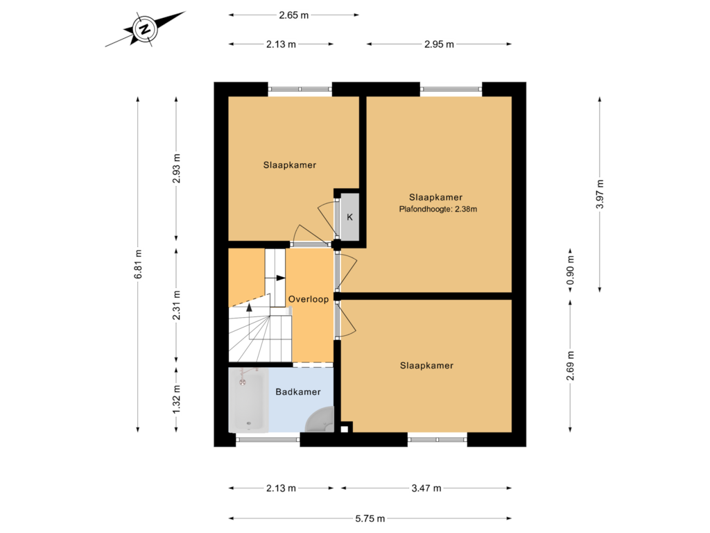 Bekijk plattegrond van 1e verdieping van Pieter de Hooghstraat 10