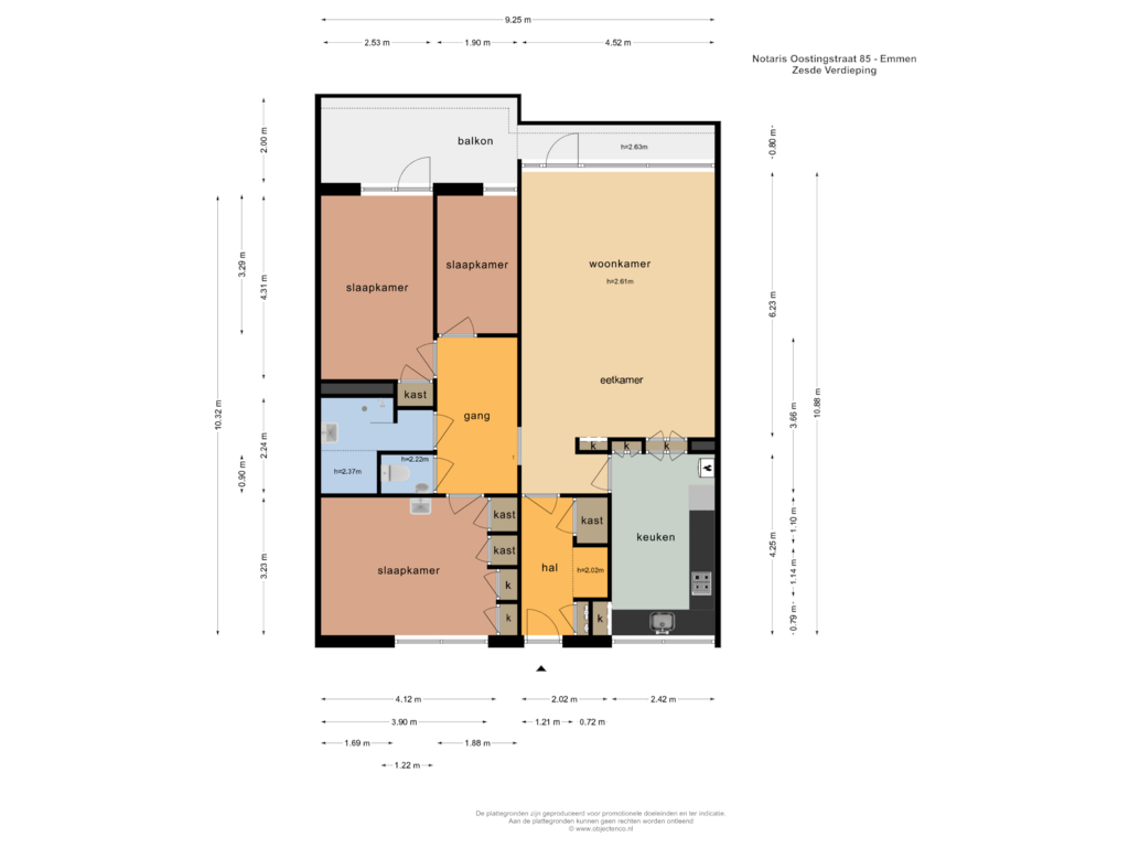 Bekijk plattegrond van ZESDE VERDIEPING van Notaris Oostingstraat 85