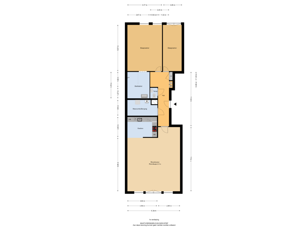 View floorplan of 1e verdieping of Nieuwe Haven 12-A