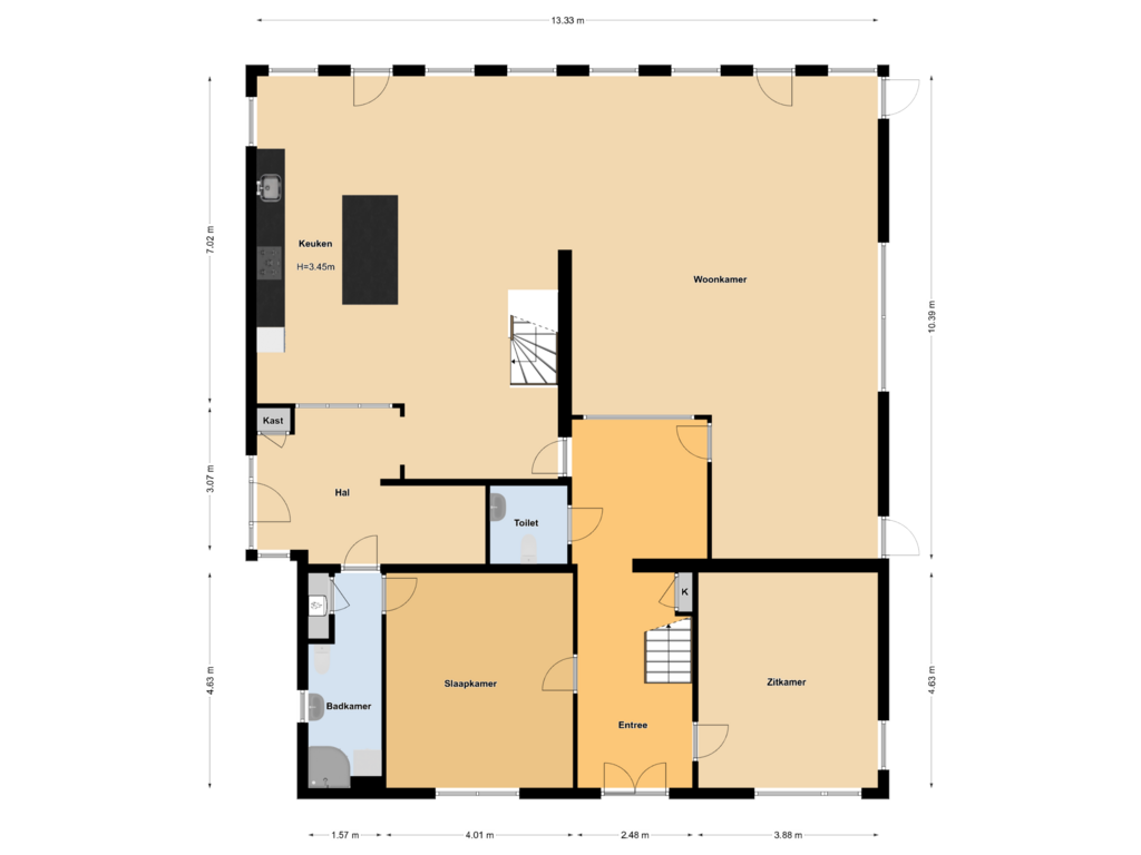 Bekijk plattegrond van Begane Grond Woonhuis van Eemdijk 134