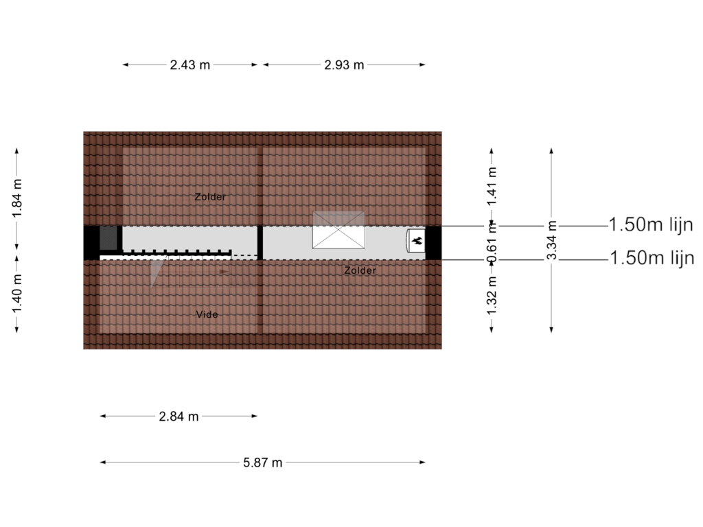 View floorplan of Zolder of Marnixstraat 114-RD