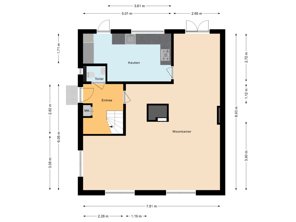 View floorplan of Begane grond of Glipperweg 49