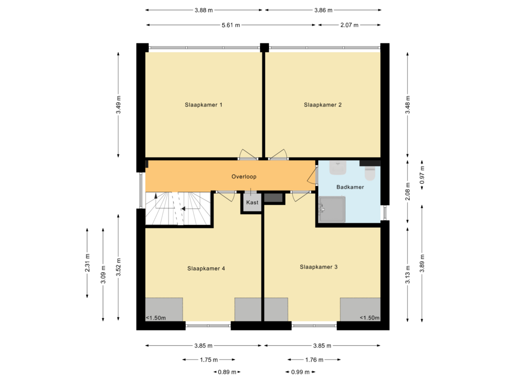 View floorplan of Eerste verdieping of Glipperweg 49