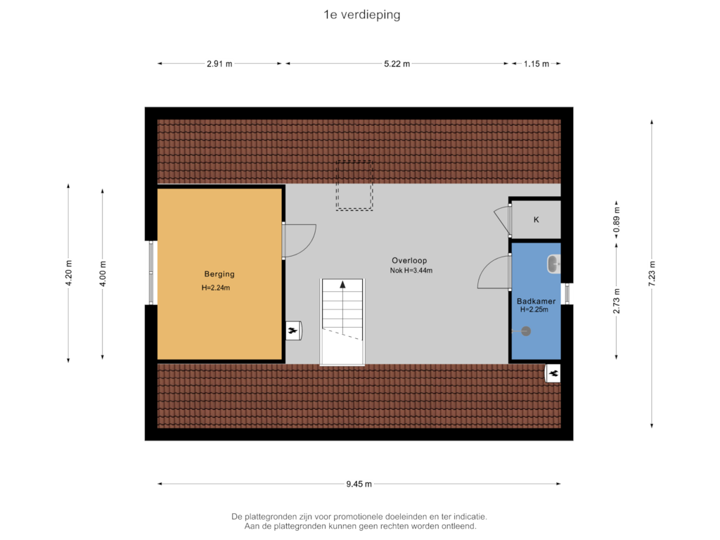 View floorplan of 1e verdieping of L.R. Beijnenlaan 5