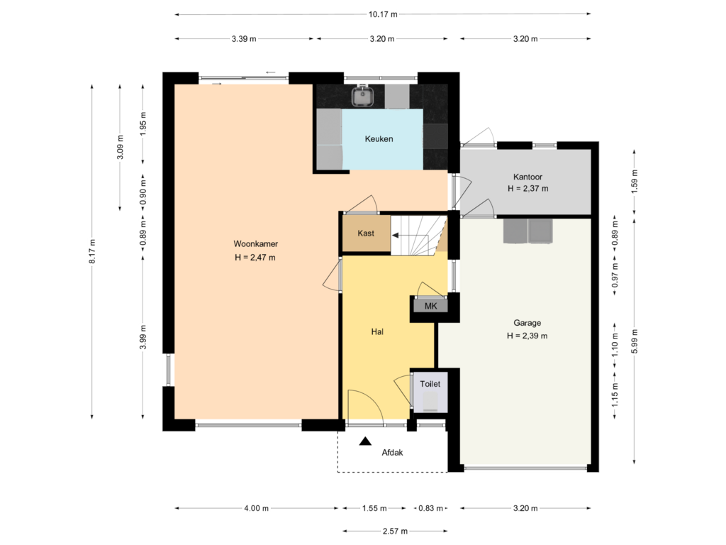 Bekijk plattegrond van Begane grond van Merkelbeekerstraat 74