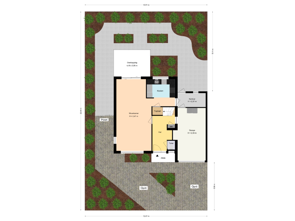 Bekijk plattegrond van Perceel van Merkelbeekerstraat 74