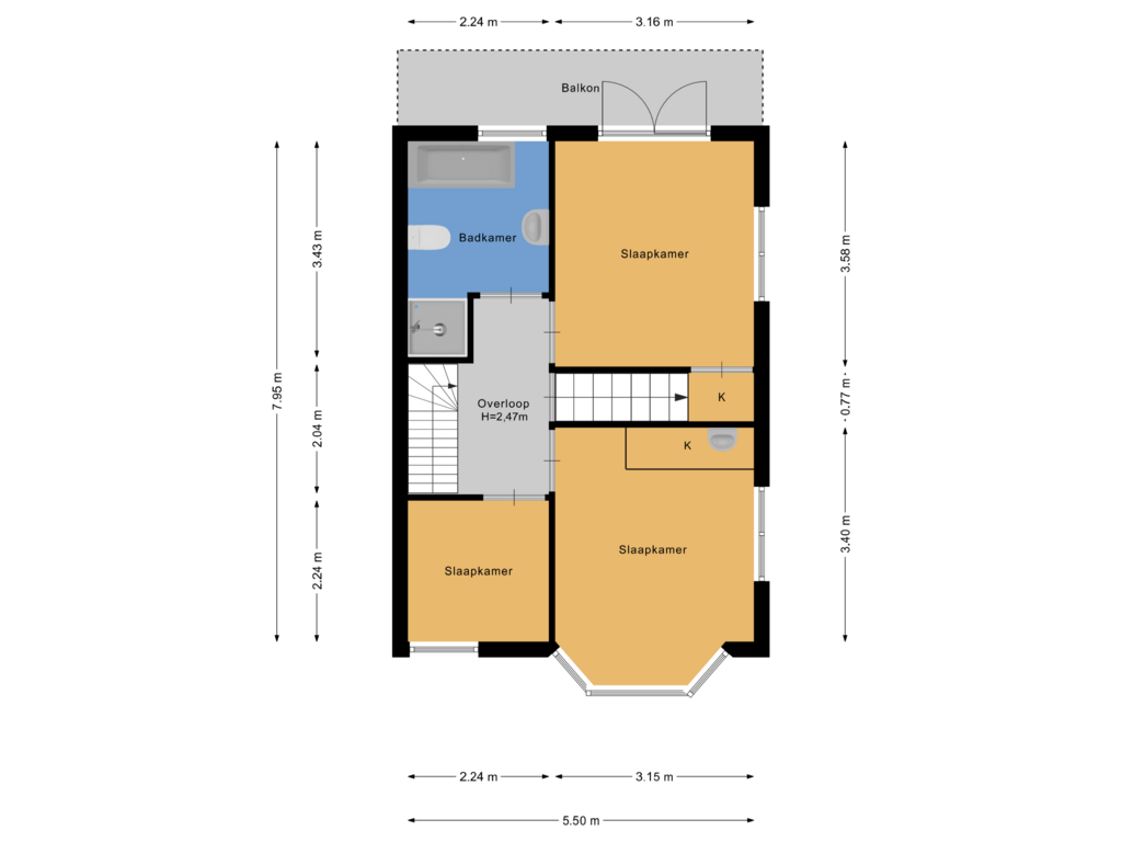 Bekijk plattegrond van Eerste verdieping van Ehrlichstraat 10