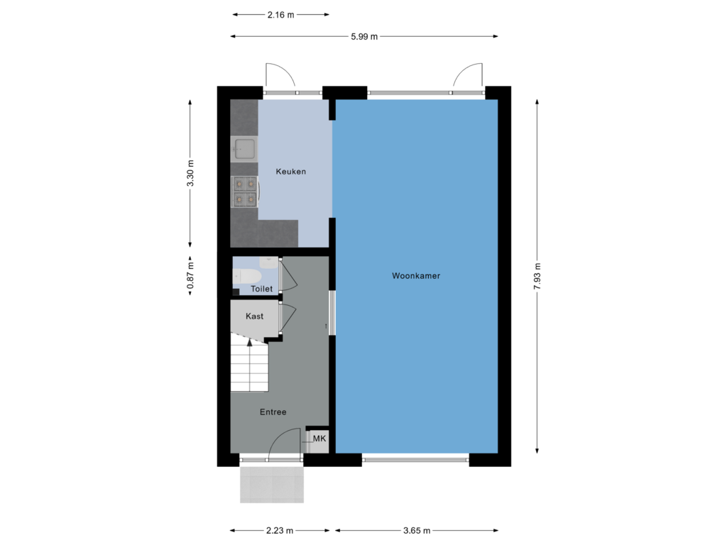 Bekijk plattegrond van Begane grond van Botterlaan 20