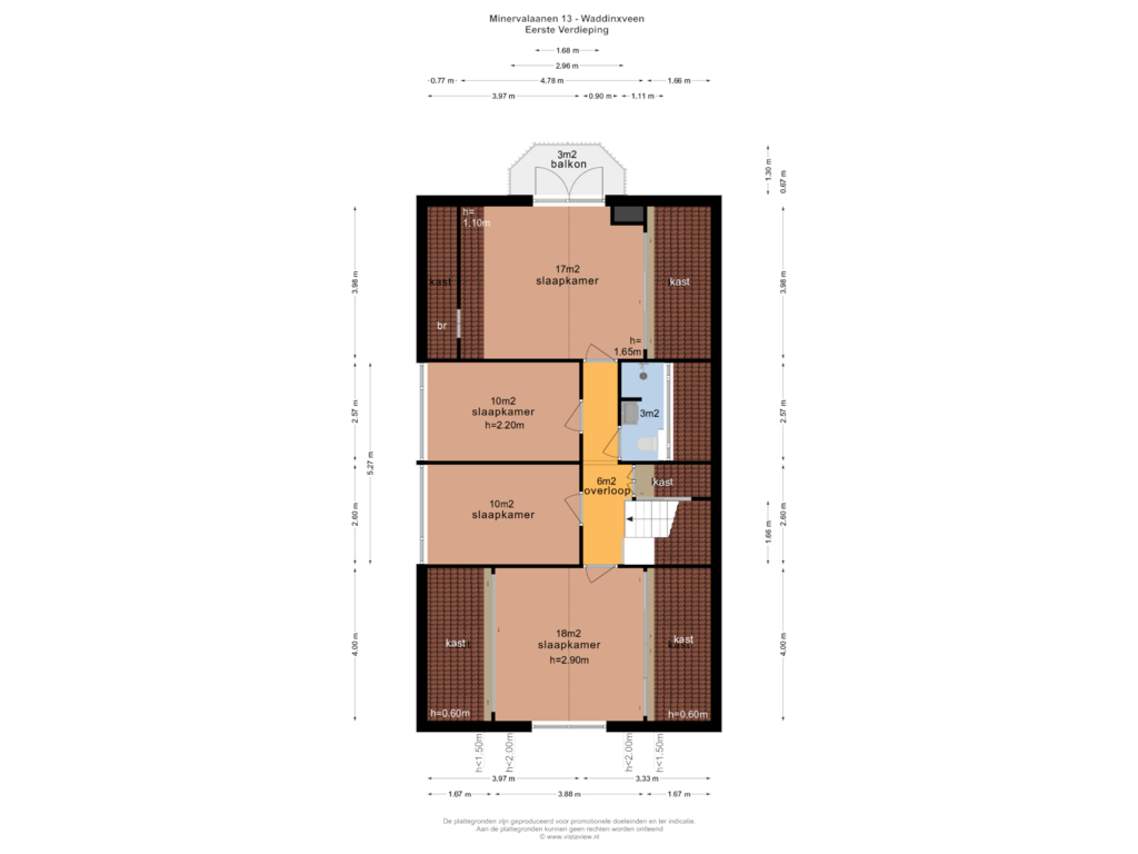 Bekijk plattegrond van EERSTE VERDIEPING van Minervalaan 13