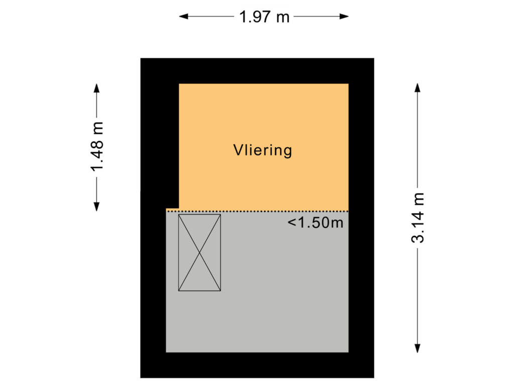 View floorplan of Vliering of van Leeuwenhoekstraat 3