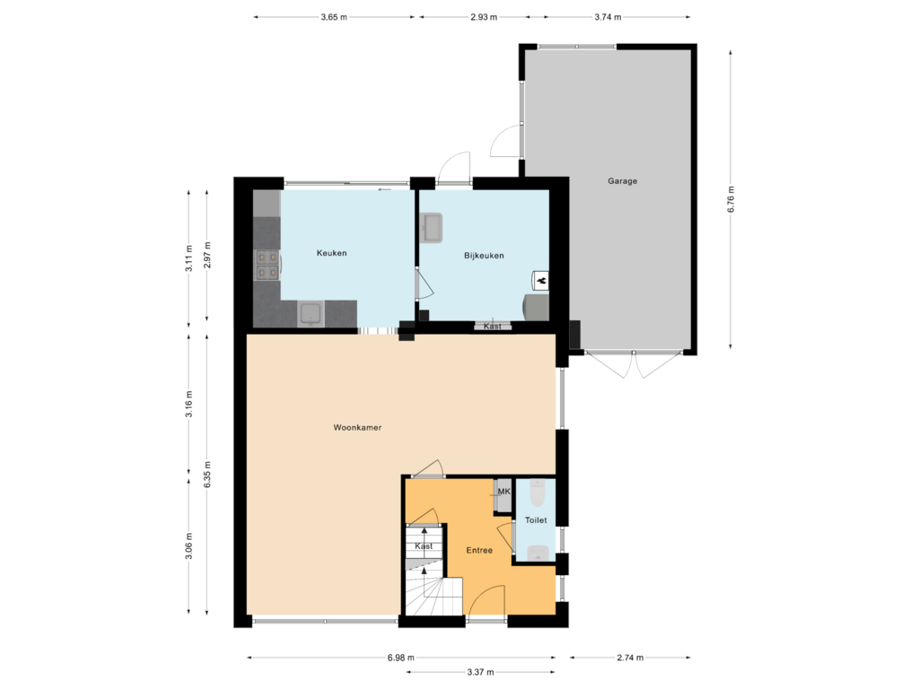 Bekijk plattegrond van Begane grond van Margrietstraat 3