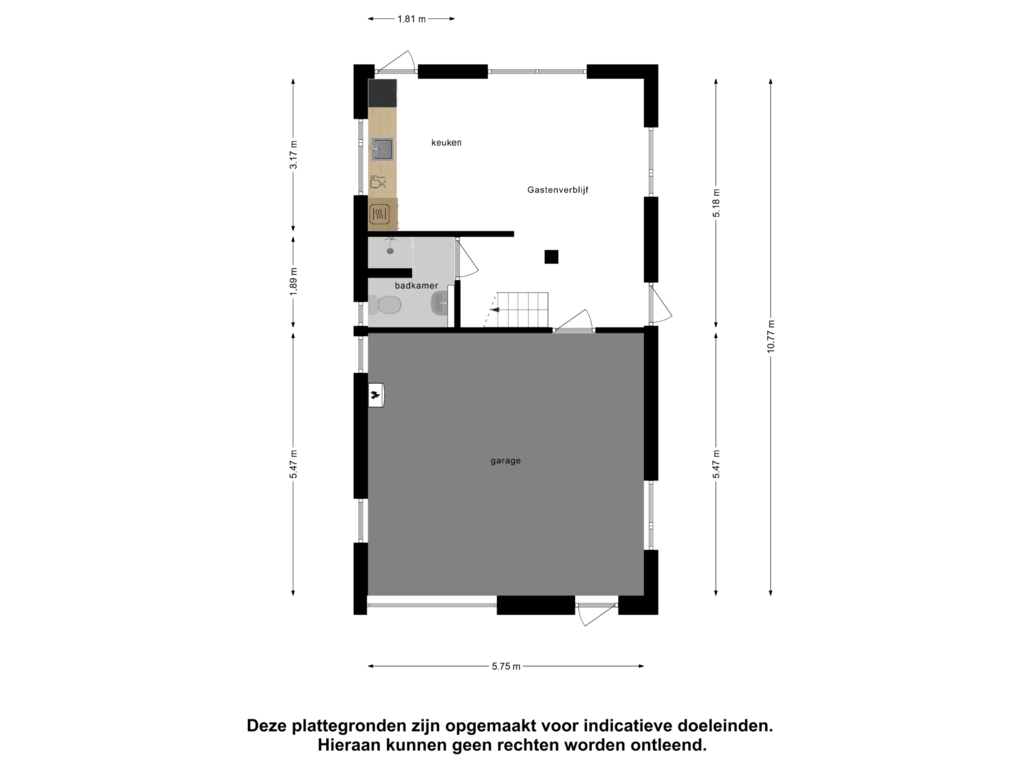 View floorplan of Gastenverblijf 1 of Noordweg 52-R