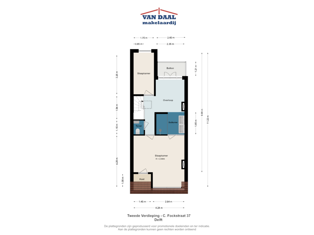 View floorplan of Tweede verdieping of C. Fockstraat 37