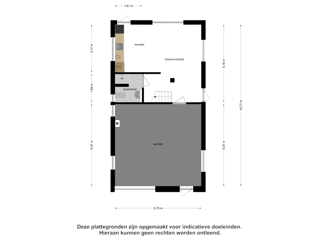 Bekijk plattegrond van Gastenverblijf 1 van Noordweg 52