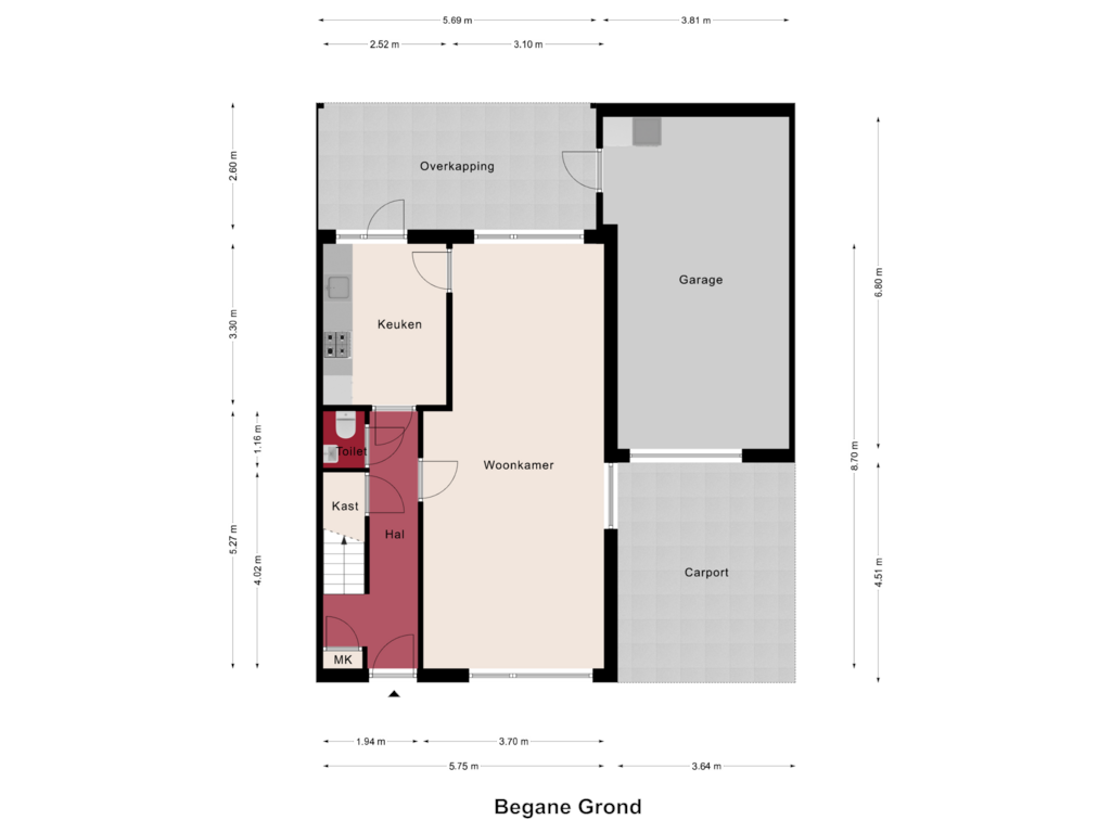 Bekijk plattegrond van Begane Grond van Saksen Weimarstraat 15