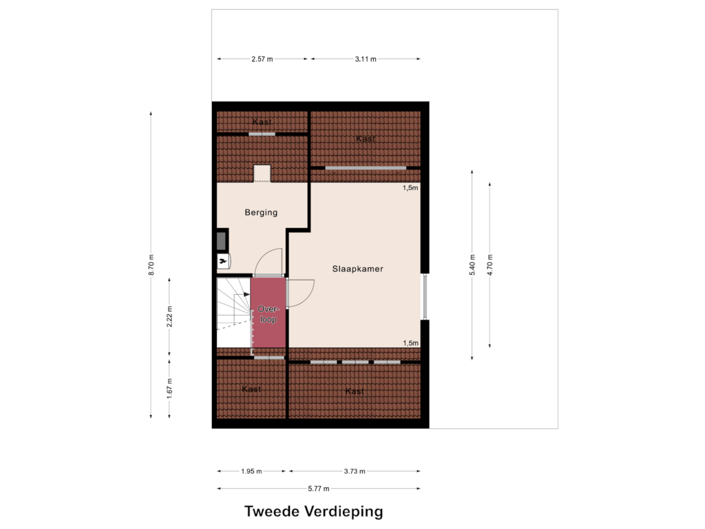 Bekijk plattegrond van Tweede Verdieping van Saksen Weimarstraat 15