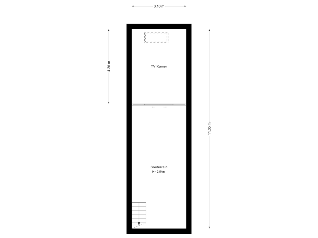 View floorplan of Souterrain of Blommersdijkselaan 36