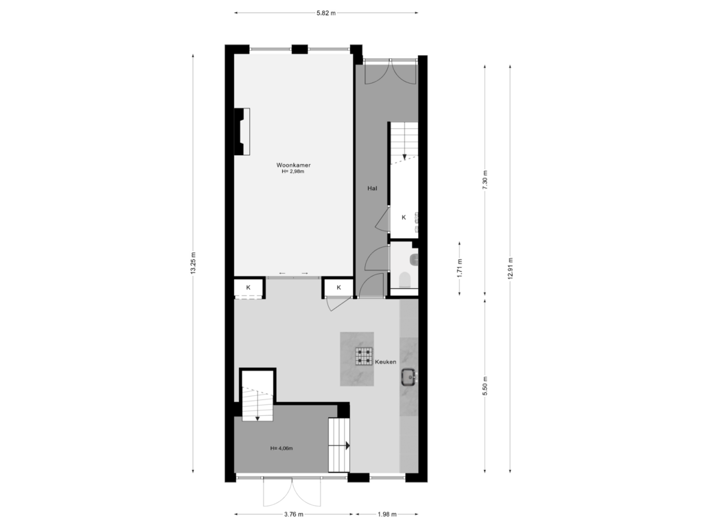 View floorplan of Begane Grond of Blommersdijkselaan 36